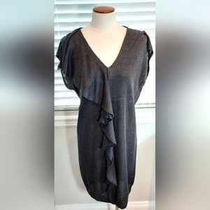 Paul & Joe Sister Grey Wool Blend Ruffle Dress Pre-owned